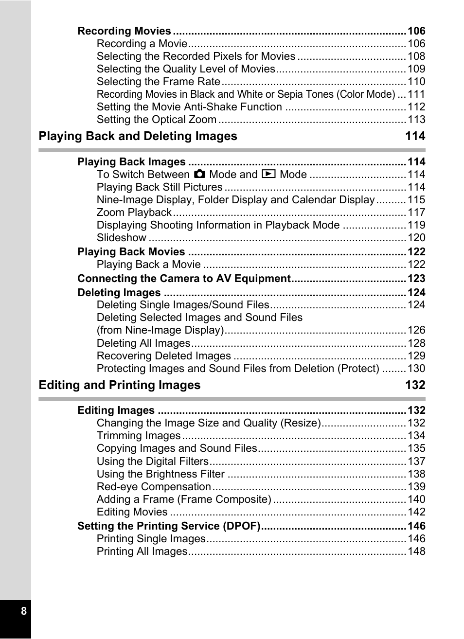 Pentax Optio W20 User Manual | Page 10 / 208