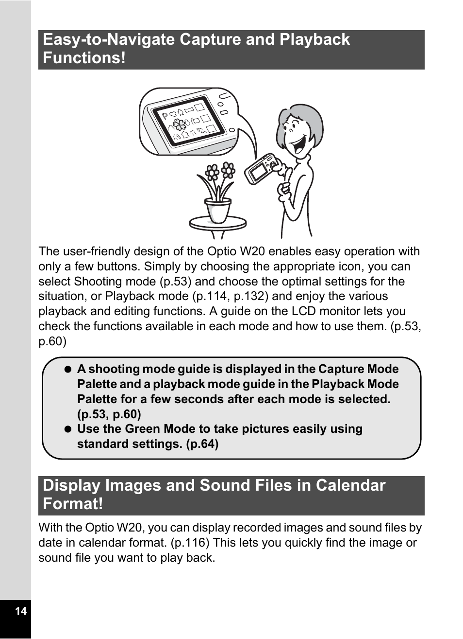 Pentax Optio W20 User Manual | Page 16 / 208