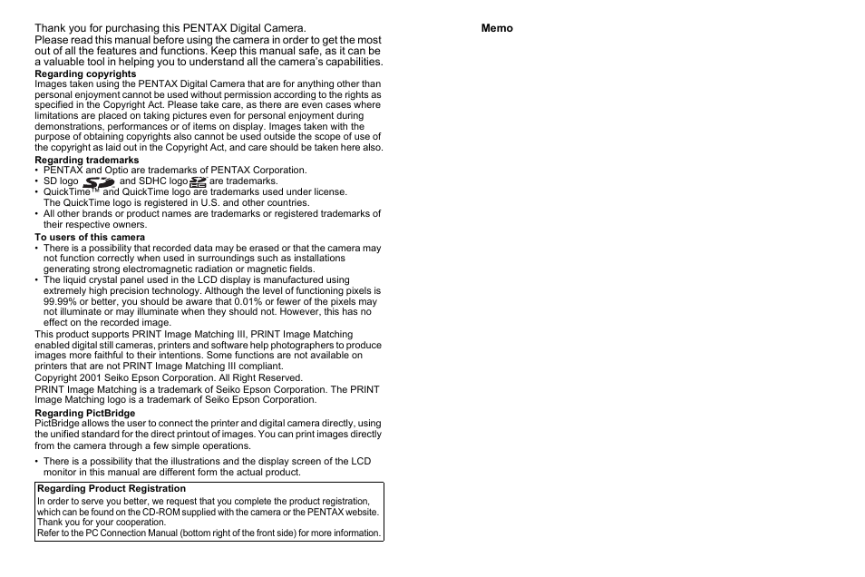 Pentax Optio W20 User Manual | Page 2 / 208