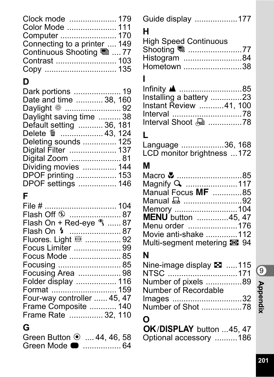 Pentax Optio W20 User Manual | Page 203 / 208