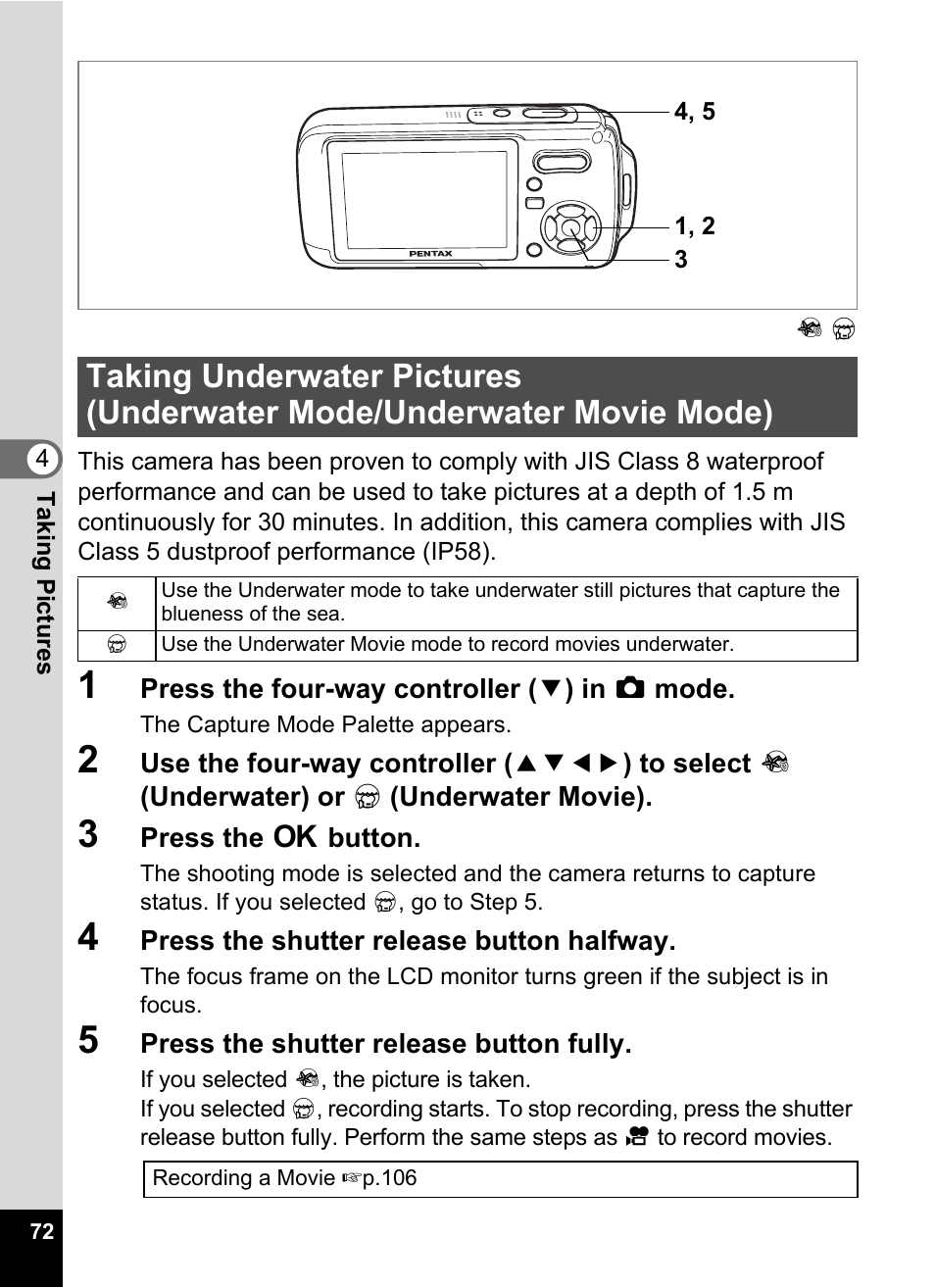 Pentax Optio W20 User Manual | Page 74 / 208