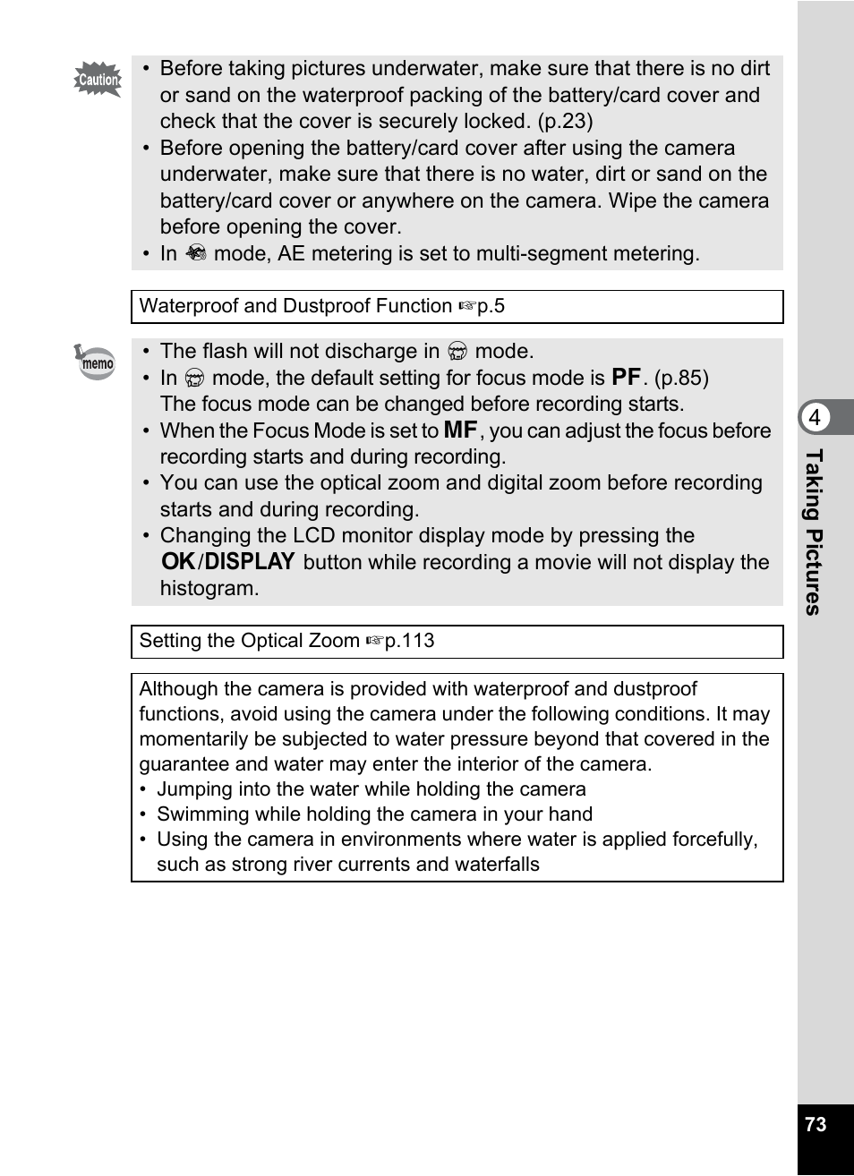 Pentax Optio W20 User Manual | Page 75 / 208