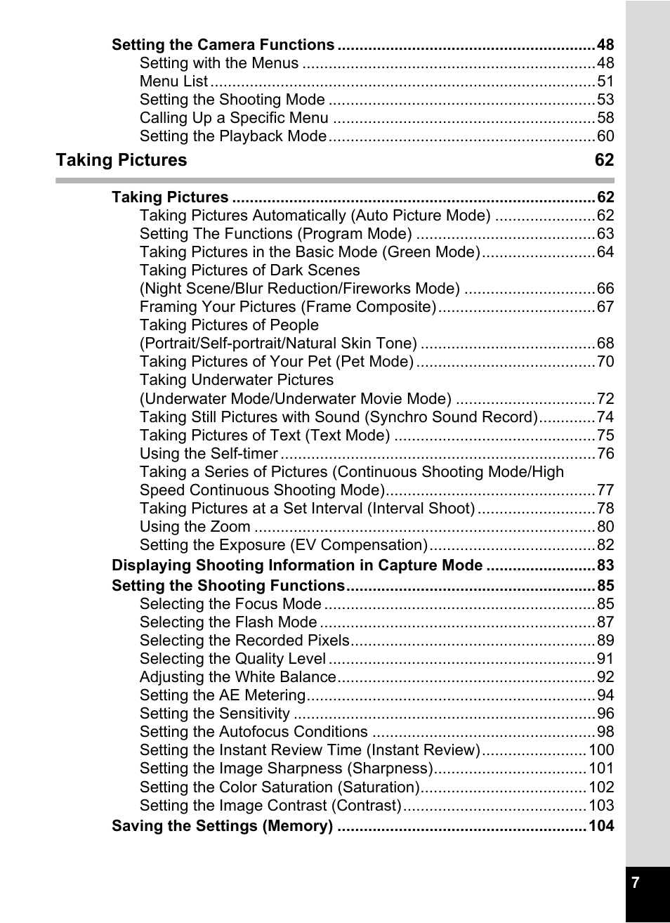 Pentax Optio W20 User Manual | Page 9 / 208