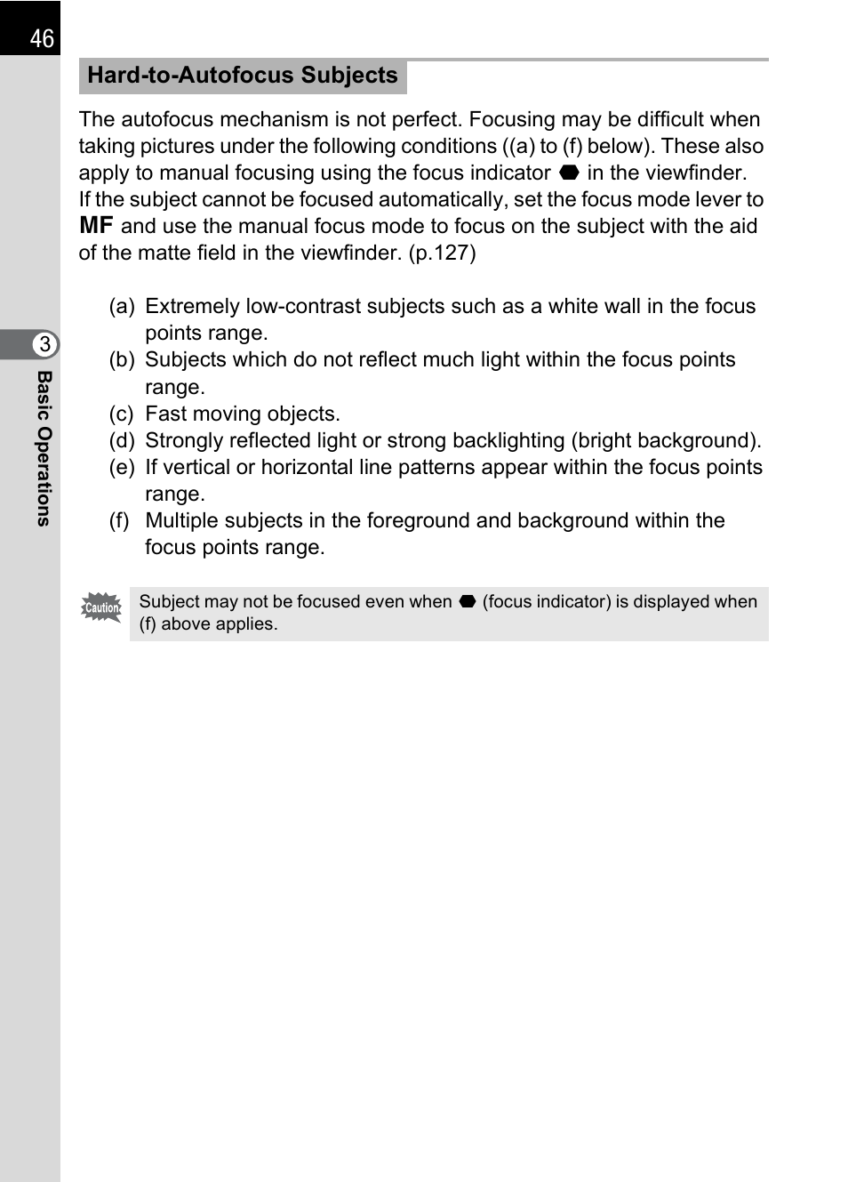 Hard-to-autofocus subjects (p.46) | Pentax IST DS2 User Manual | Page 48 / 212