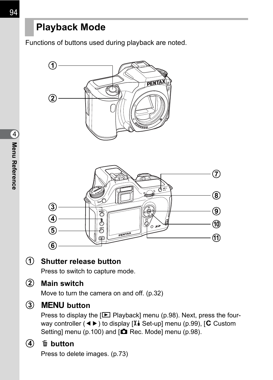 Playback mode | Pentax IST DS2 User Manual | Page 96 / 212
