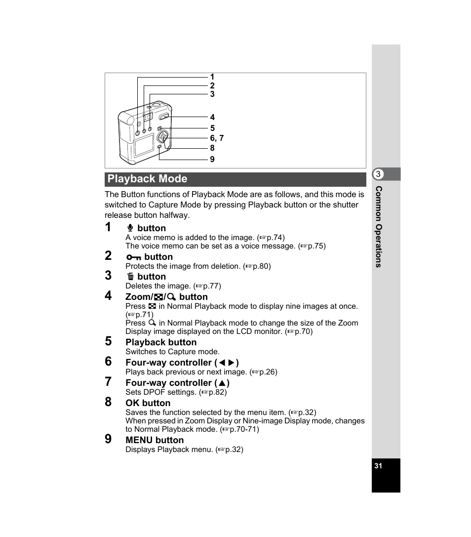 Playback mode | Pentax 33WR User Manual | Page 33 / 116