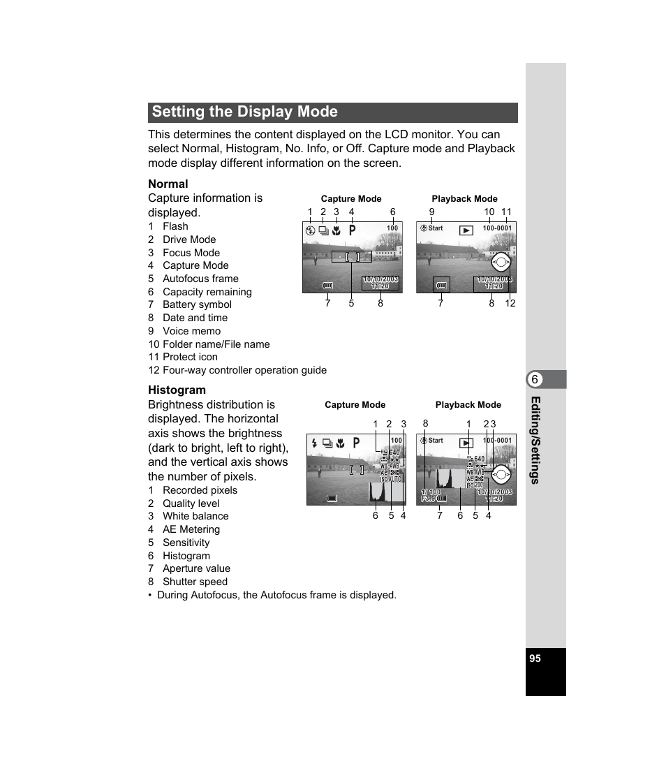 Setting the display mode, P.95 | Pentax 33WR User Manual | Page 97 / 116