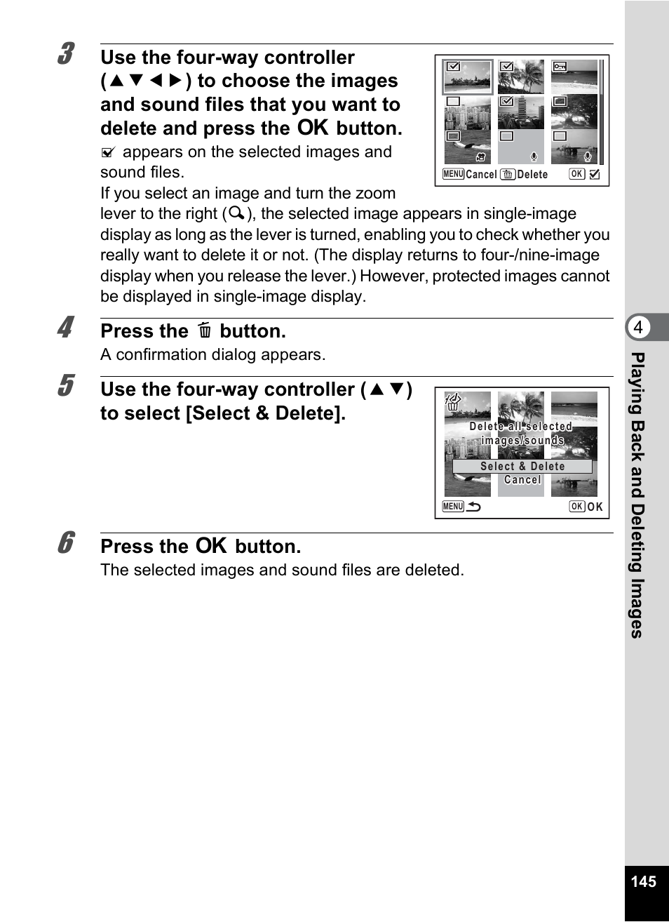 Press the i button, Press the 4 button | Pentax Optio P70 User Manual | Page 147 / 256