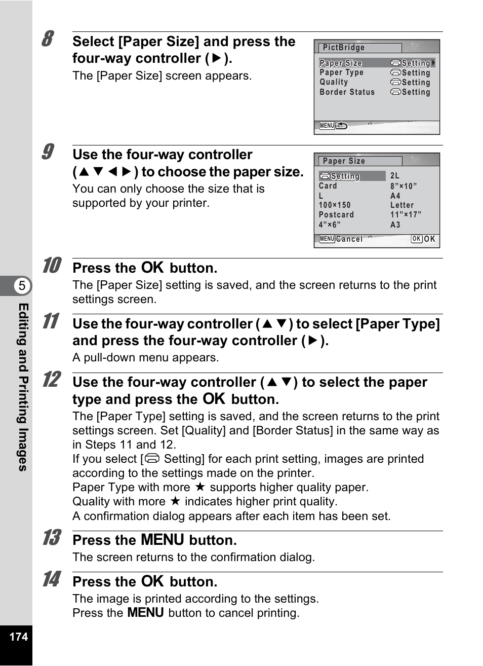 Press the 4 button, Press the 3 button | Pentax Optio P70 User Manual | Page 176 / 256