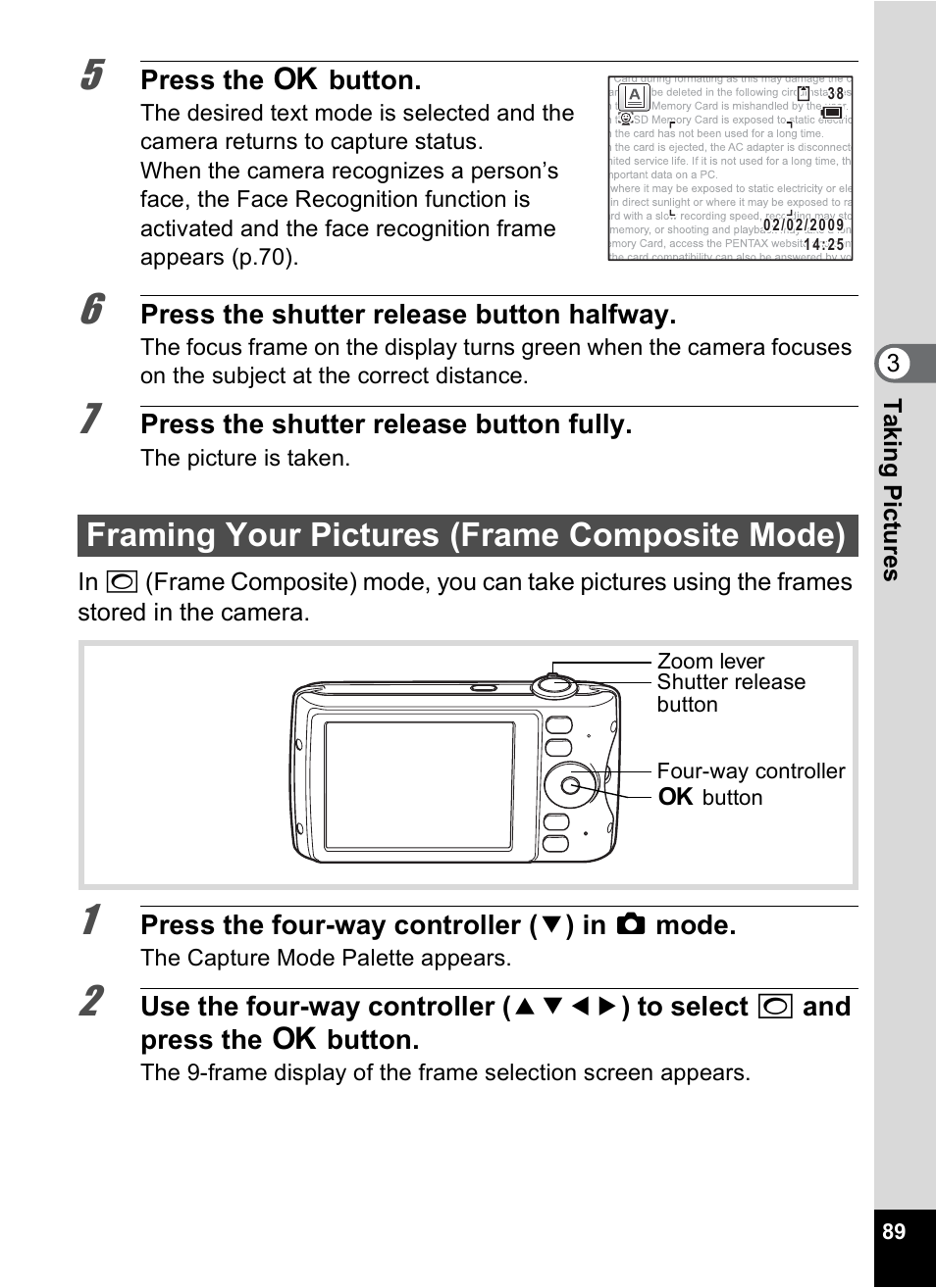 Framing your pictures (frame composite mode), S (p.89, P.89 | Pentax Optio P70 User Manual | Page 91 / 256