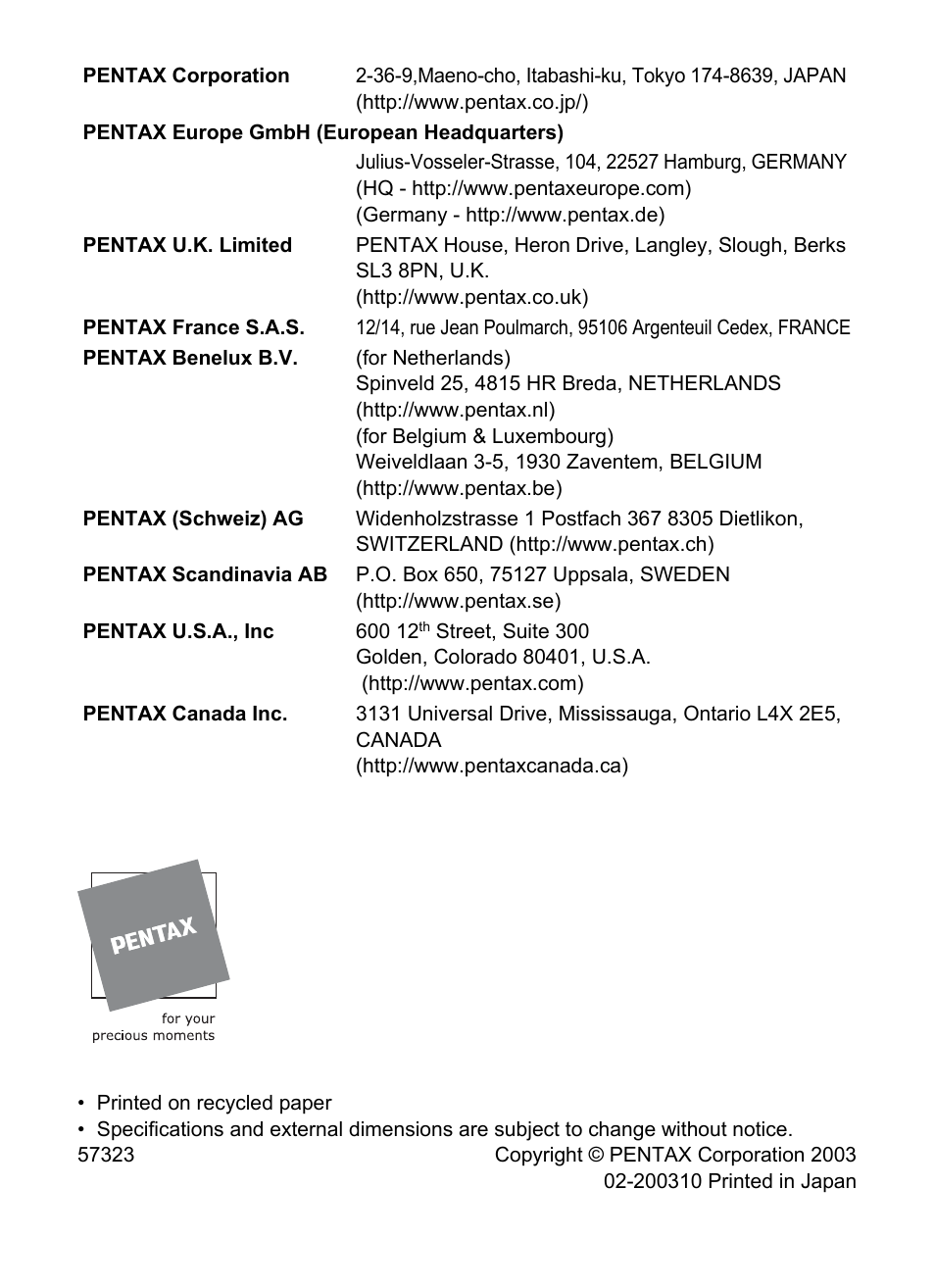 Pentax Optio 555 User Manual | Page 144 / 144
