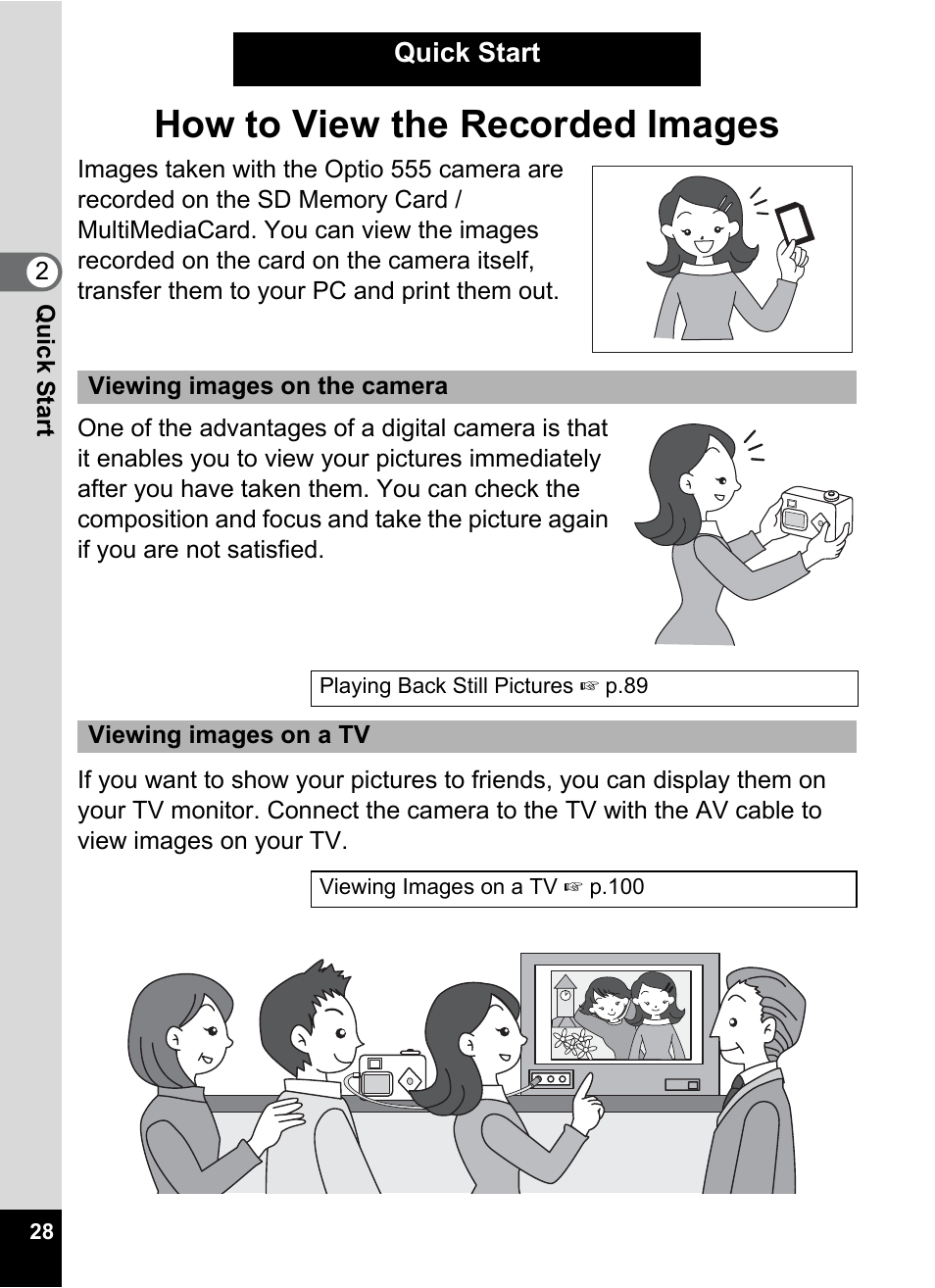 How to view the recorded images | Pentax Optio 555 User Manual | Page 30 / 144
