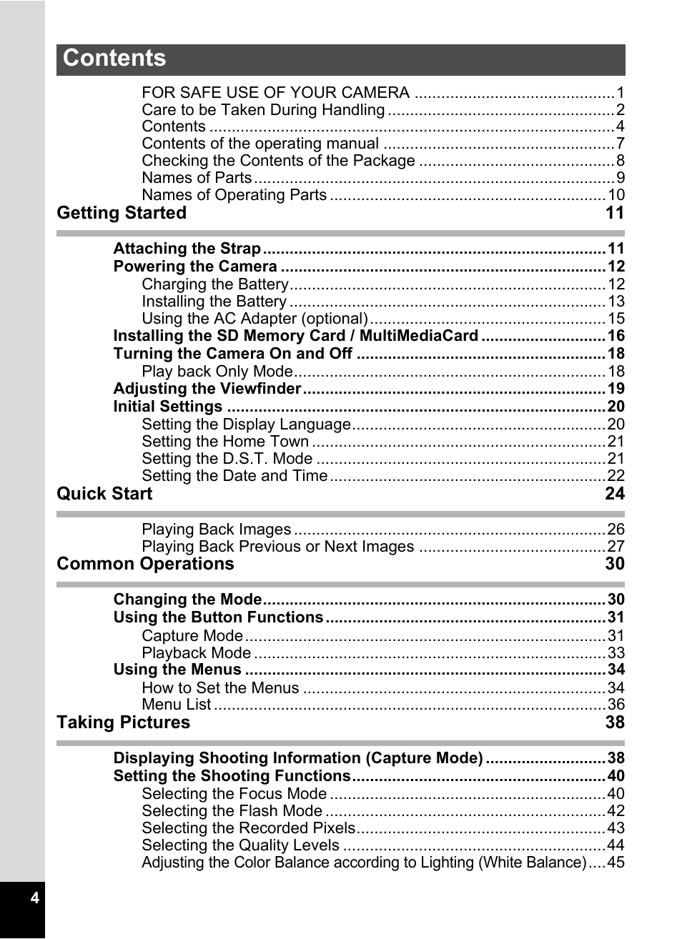 Pentax Optio 555 User Manual | Page 6 / 144