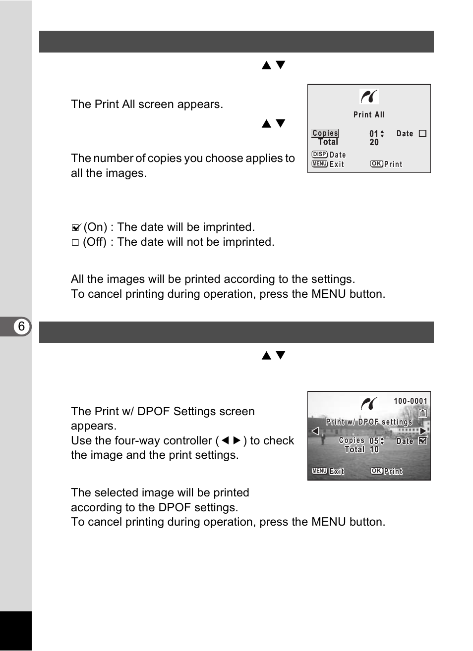 Press the ok button, 6play bac k /d el eting /editi n g | Pentax Optio S60 User Manual | Page 112 / 153