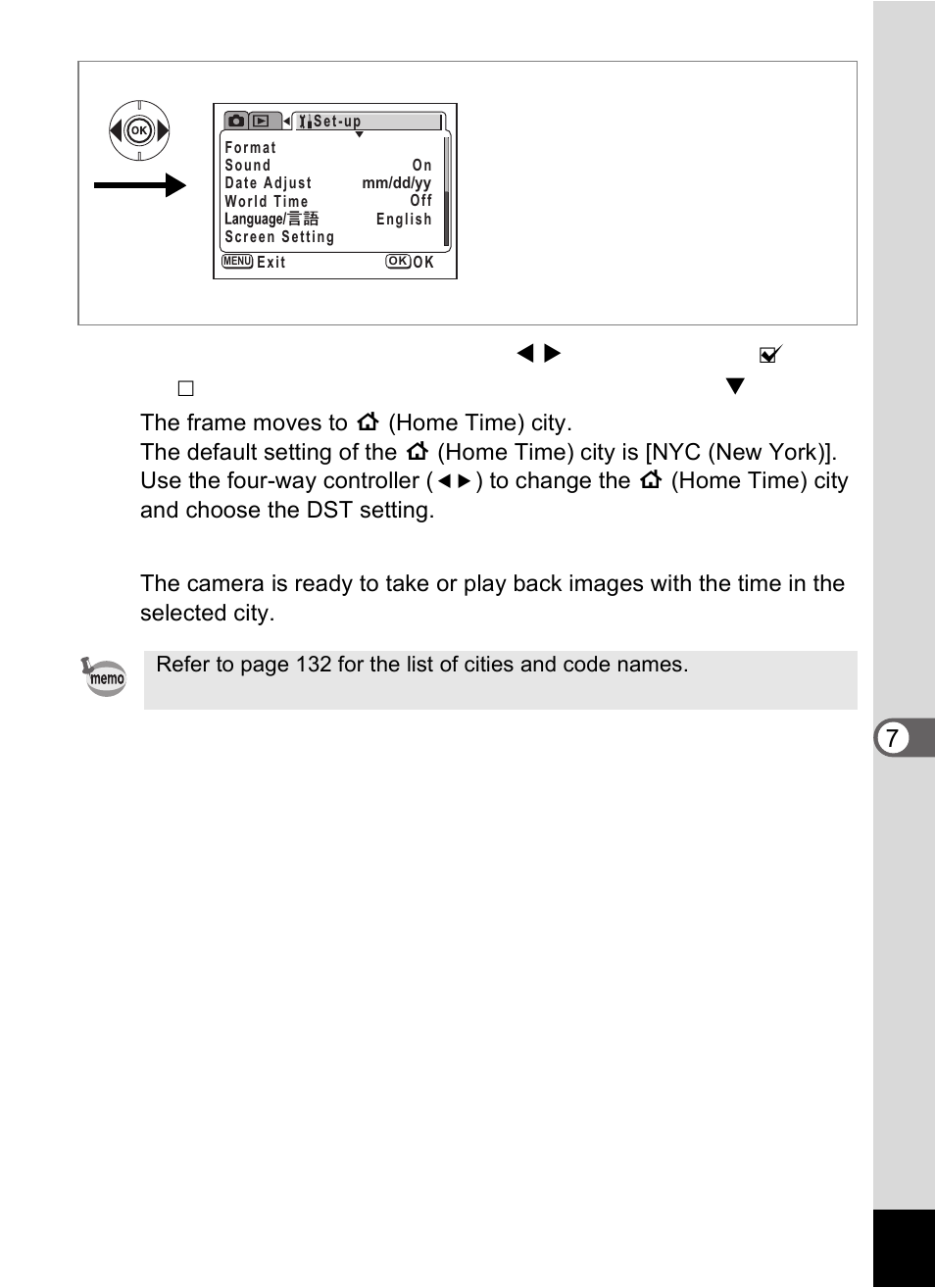 Press the ok button twice, 7se ttings | Pentax Optio S60 User Manual | Page 125 / 153