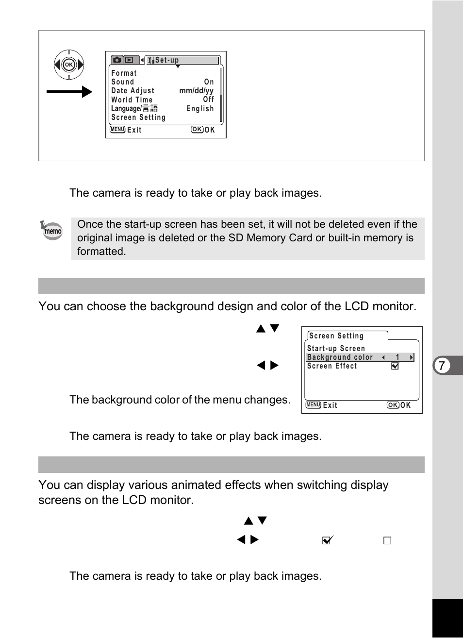 Press the ok button four times, Press the ok button twice | Pentax Optio S60 User Manual | Page 127 / 153