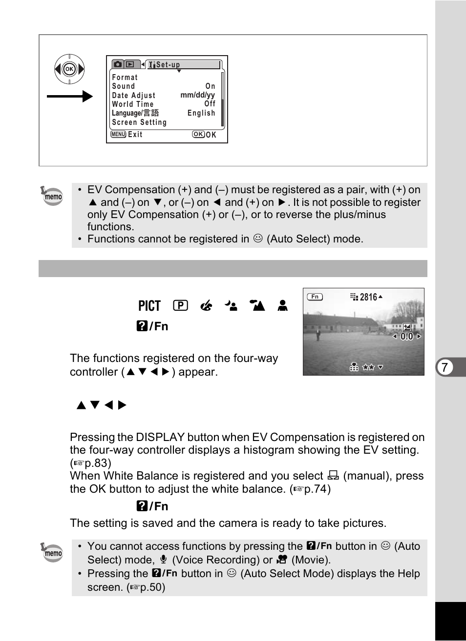 Press the 0 button in capture mode, Press the 0 button or the shutter release button | Pentax Optio S60 User Manual | Page 133 / 153