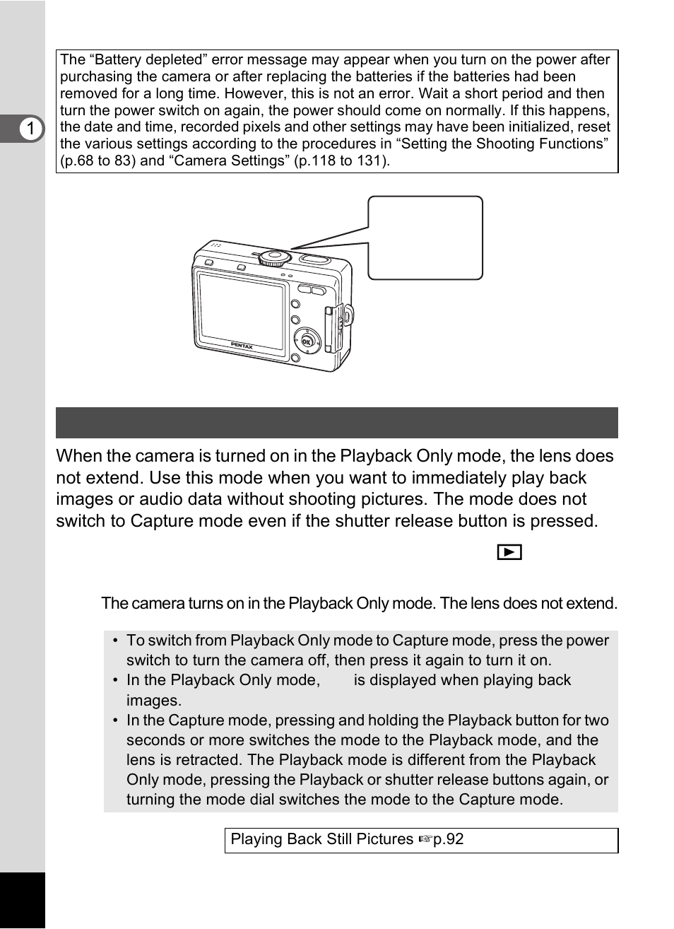 Playback only mode | Pentax Optio S60 User Manual | Page 28 / 153