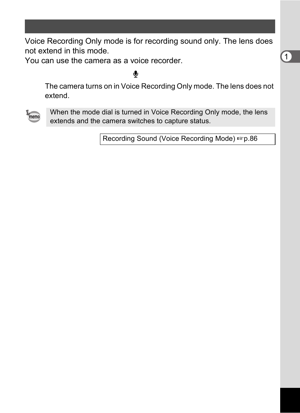 Voice recording only mode | Pentax Optio S60 User Manual | Page 29 / 153