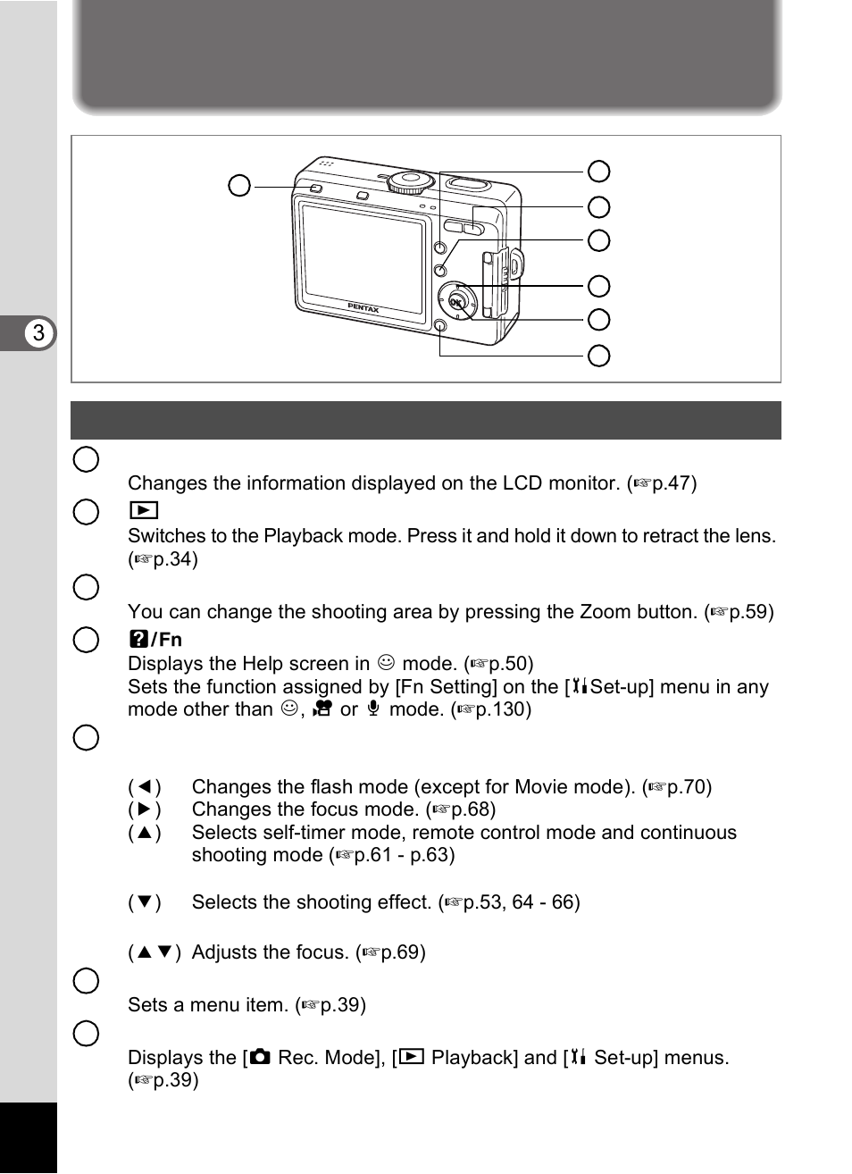 Using the button functions, Capture mode | Pentax Optio S60 User Manual | Page 38 / 153