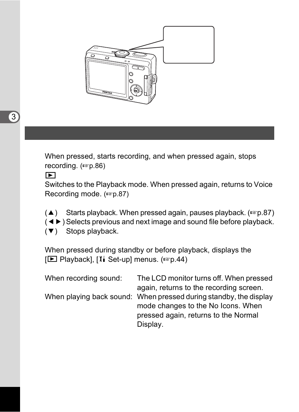 Voice recording mode | Pentax Optio S60 User Manual | Page 40 / 153