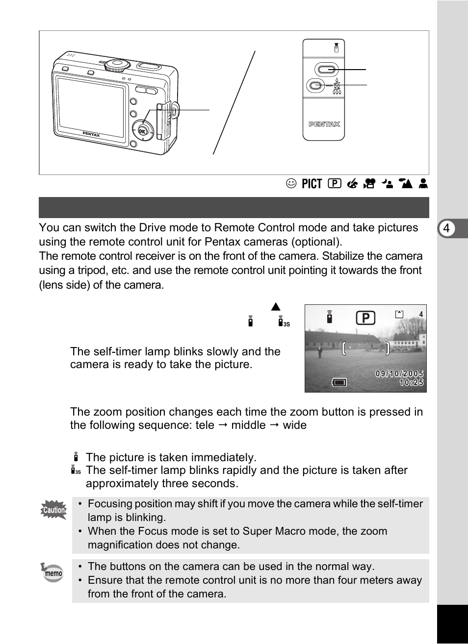 Using the remote control unit (optional) | Pentax Optio S60 User Manual | Page 65 / 153