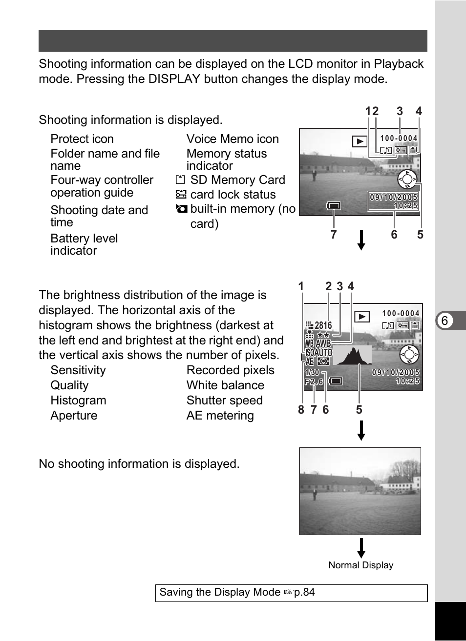 Displaying shooting information in playback mode | Pentax Optio S60 User Manual | Page 97 / 153