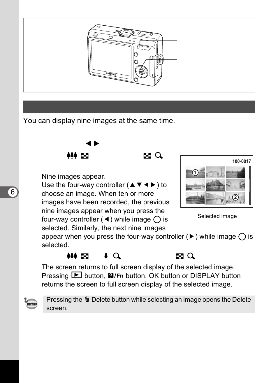 Nine image display | Pentax Optio S60 User Manual | Page 98 / 153