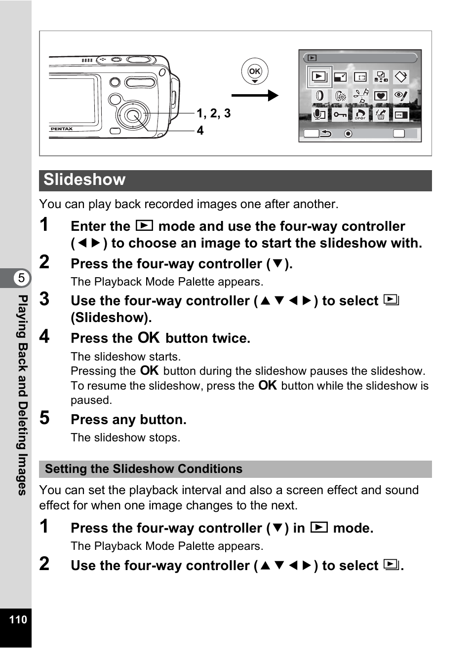 Slideshow, P.110 | Pentax Optio WP User Manual | Page 112 / 188