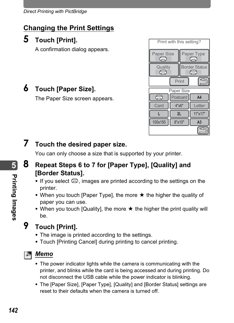 Changing the print settings | Pentax Optio T30 User Manual | Page 144 / 192