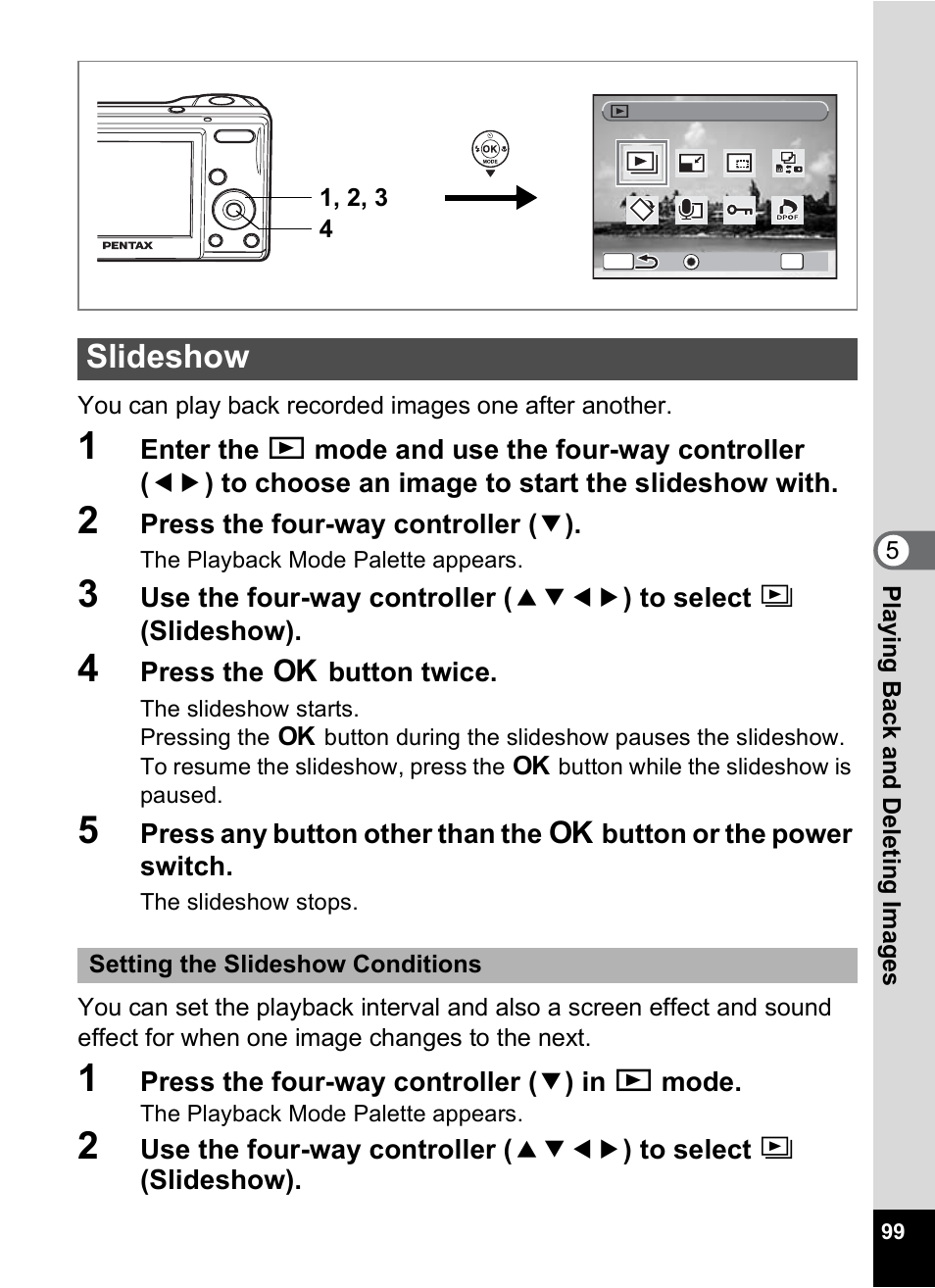 Slideshow, P.99 | Pentax OPTIO M10 User Manual | Page 101 / 168