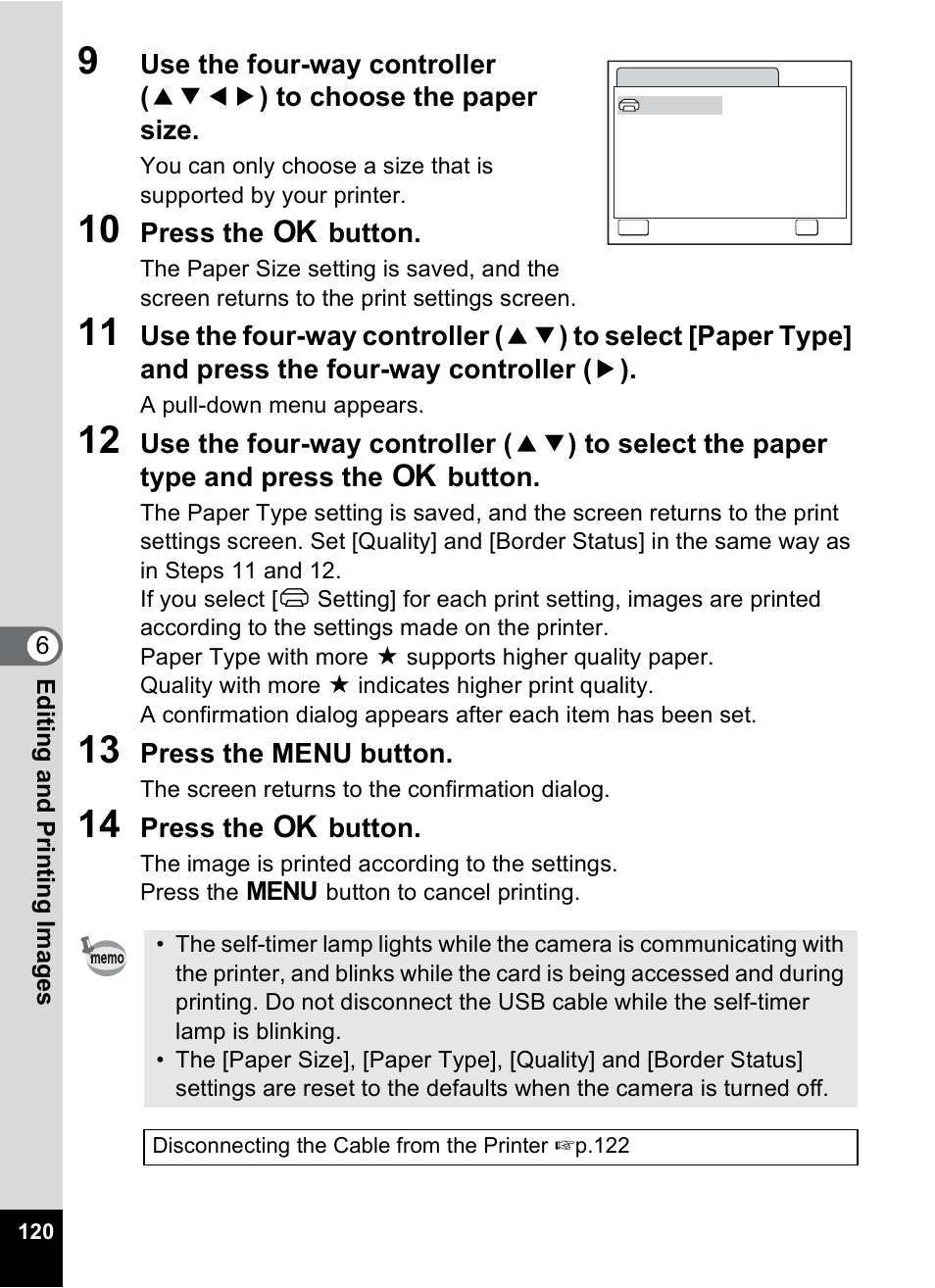 Press the 4 button, Press the menu button | Pentax OPTIO M10 User Manual | Page 122 / 168