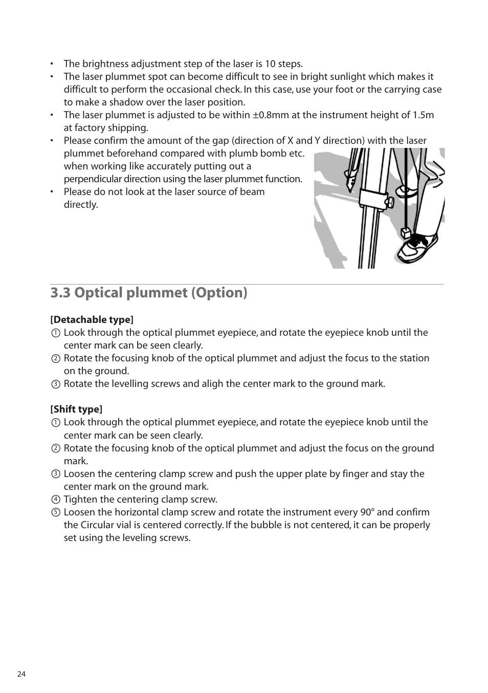 3 optical plummet (option) | Pentax R-315EX(NX) User Manual | Page 24 / 80