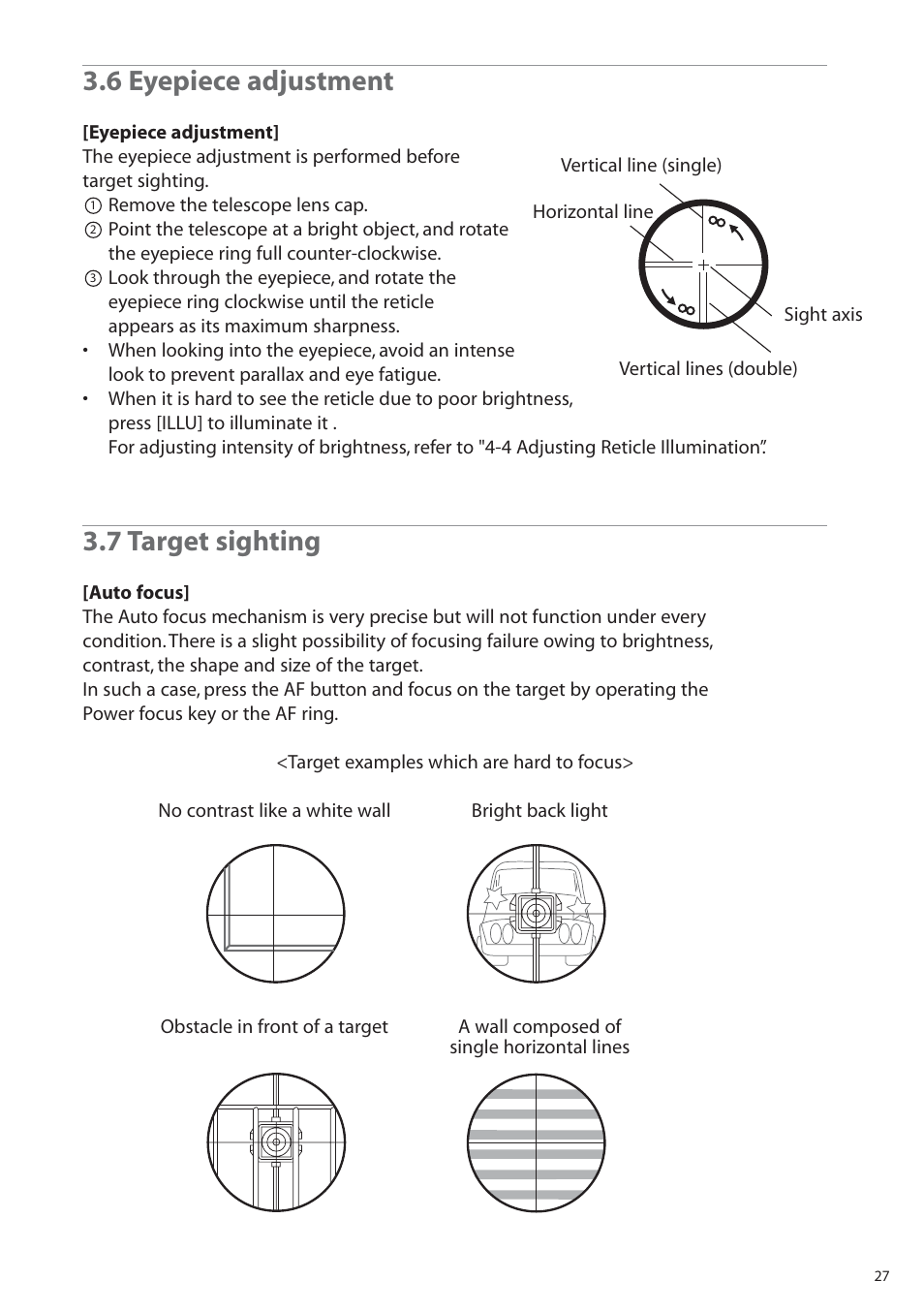 6 eyepiece adjustment, 7 target sighting | Pentax R-315EX(NX) User Manual | Page 27 / 80