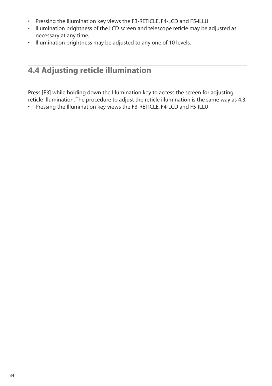 4 adjusting reticle illumination | Pentax R-315EX(NX) User Manual | Page 34 / 80