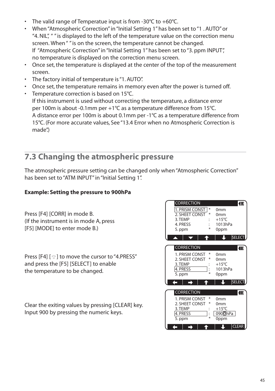 3 changing the atmospheric pressure | Pentax R-315EX(NX) User Manual | Page 45 / 80