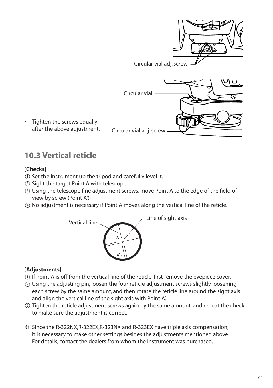 3 vertical reticle | Pentax R-315EX(NX) User Manual | Page 61 / 80