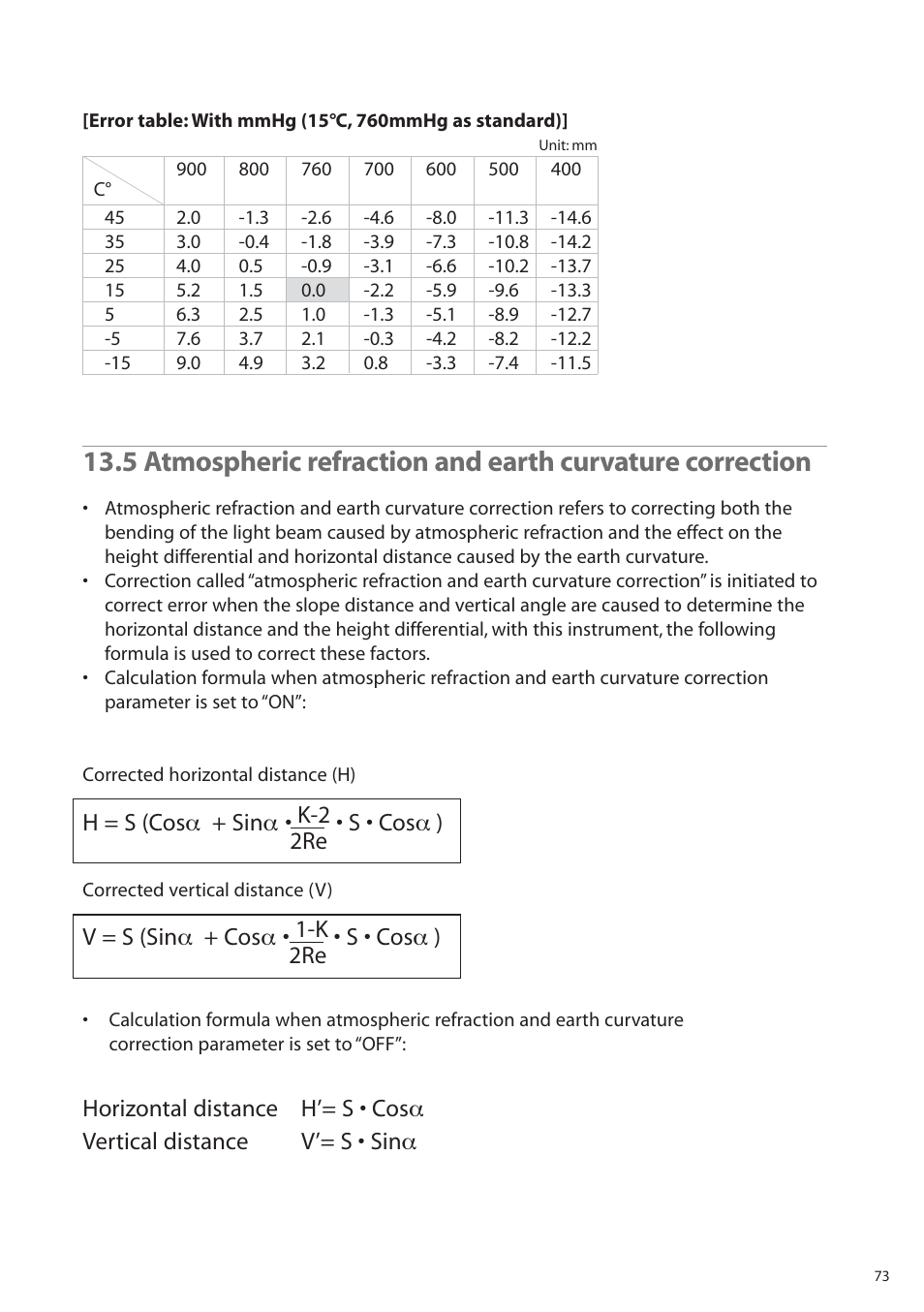 H = s (cos α + sinα • k-2 • s • cosα ), V = s (sin α + cosα • 1-k • s • cosα ) | Pentax R-315EX(NX) User Manual | Page 73 / 80