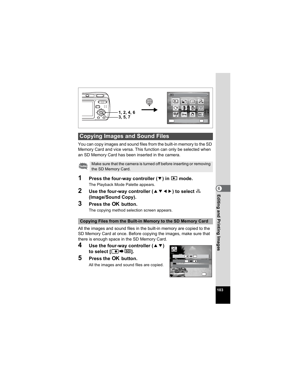 Copying images and sound files, P.103 | Pentax Optio E50 User Manual | Page 105 / 159