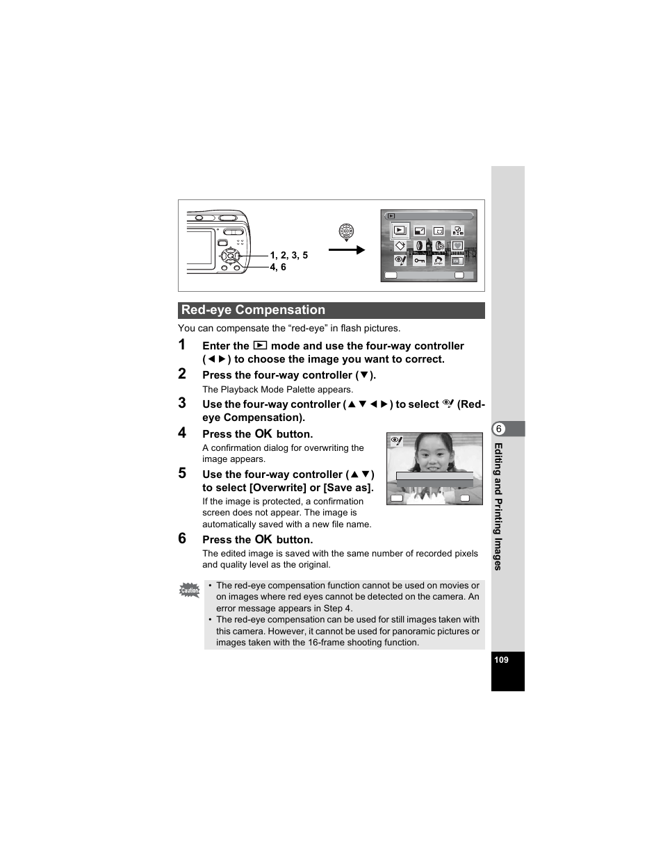 Red-eye compensation, P.109 | Pentax Optio E50 User Manual | Page 111 / 159