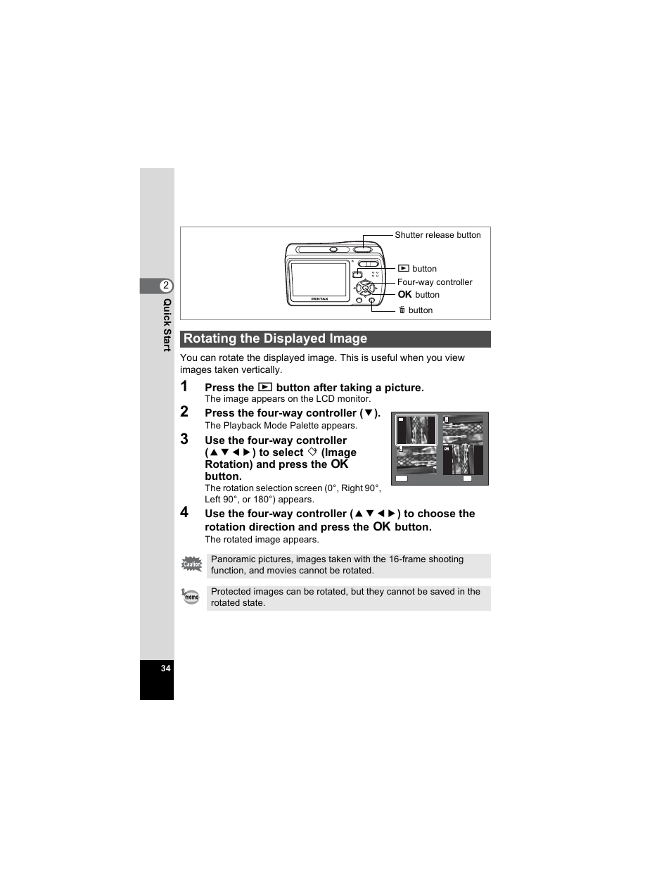 Rotating the displayed image | Pentax Optio E50 User Manual | Page 36 / 159