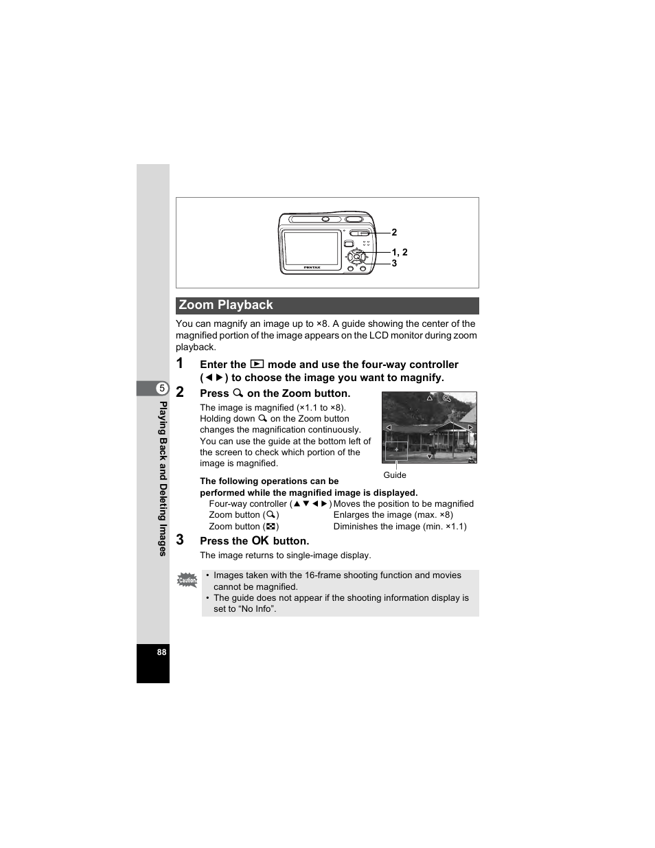 Zoom playback, P.88), P.88 | Pentax Optio E50 User Manual | Page 90 / 159