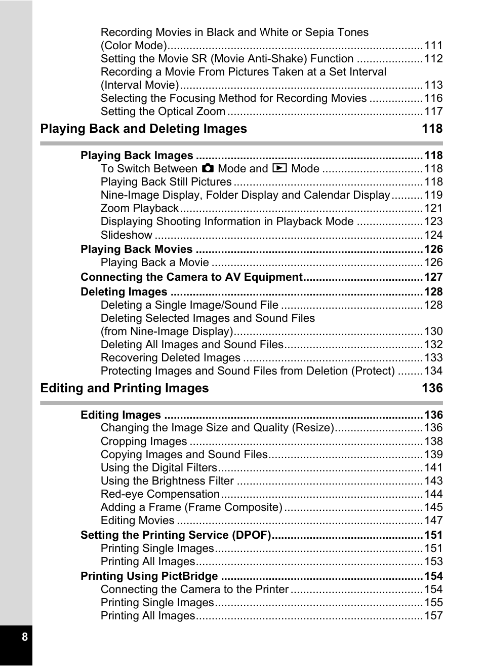 Pentax Optio W30 User Manual | Page 10 / 212