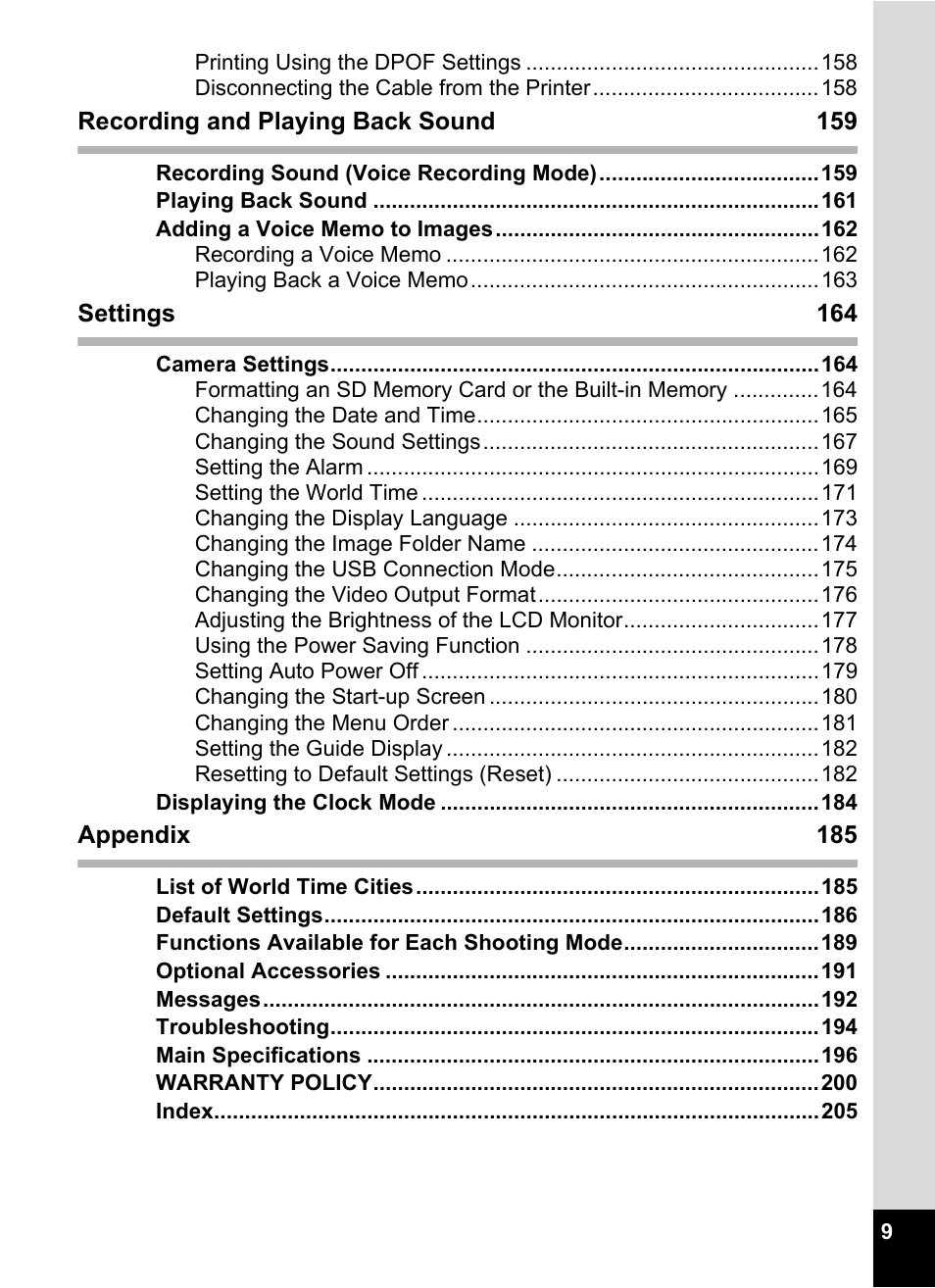 Pentax Optio W30 User Manual | Page 11 / 212