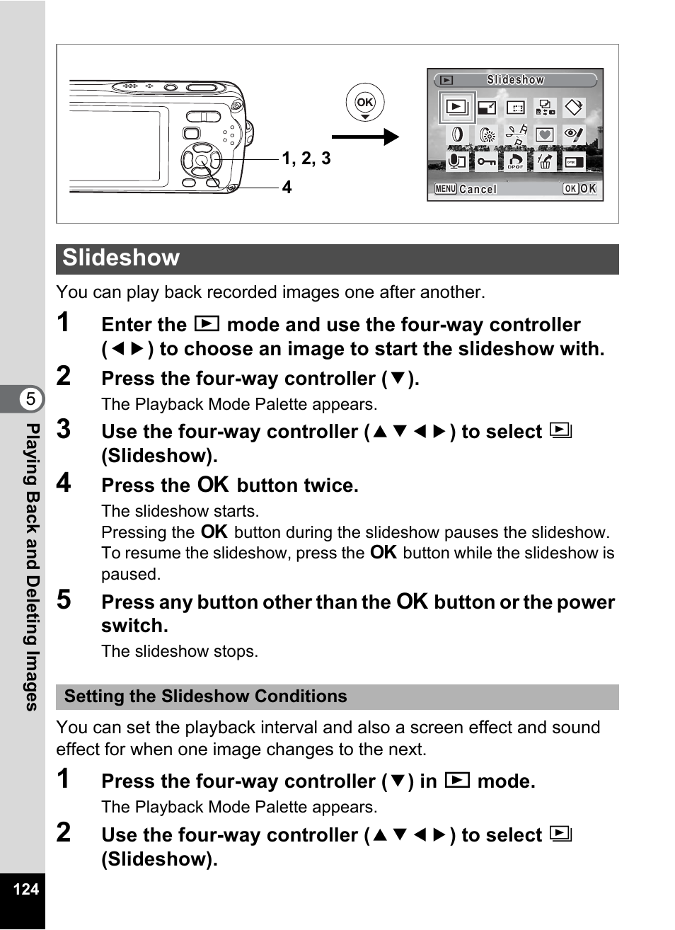 Slideshow, P.124 | Pentax Optio W30 User Manual | Page 126 / 212