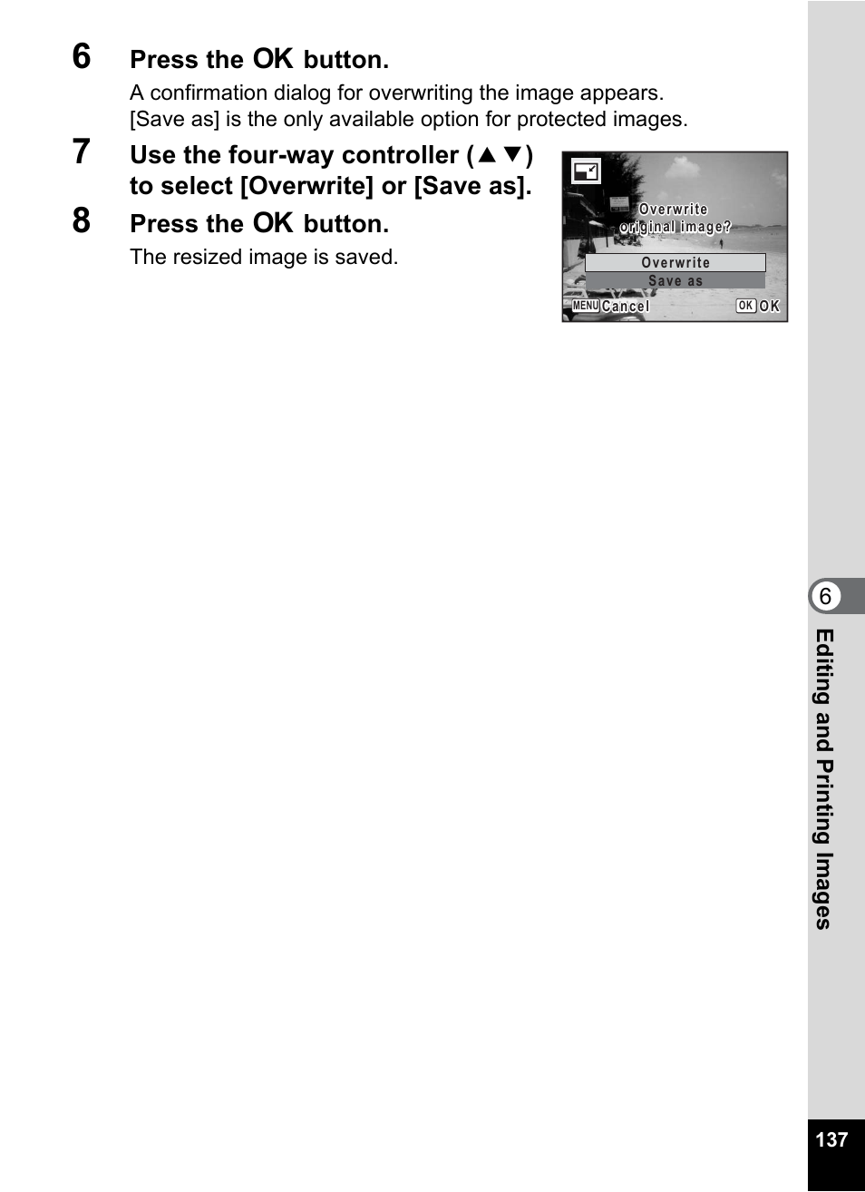 Press the 4 button | Pentax Optio W30 User Manual | Page 139 / 212