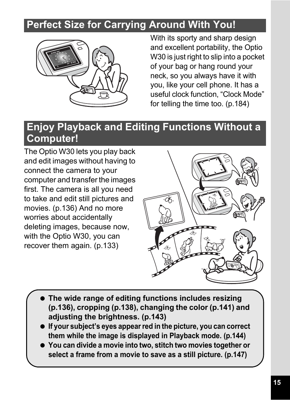 Pentax Optio W30 User Manual | Page 17 / 212