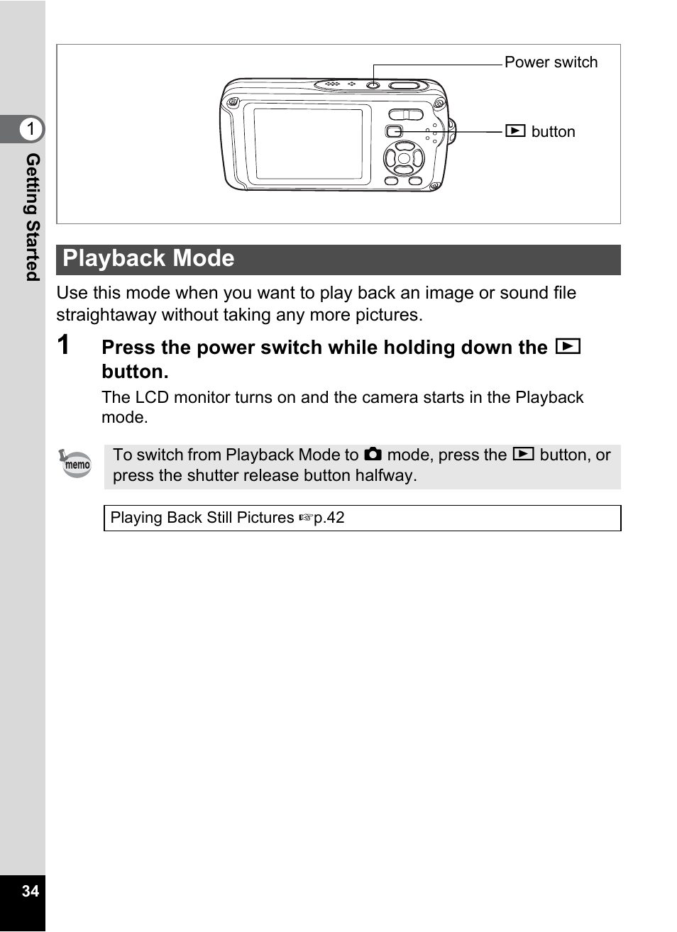 Playback mode | Pentax Optio W30 User Manual | Page 36 / 212