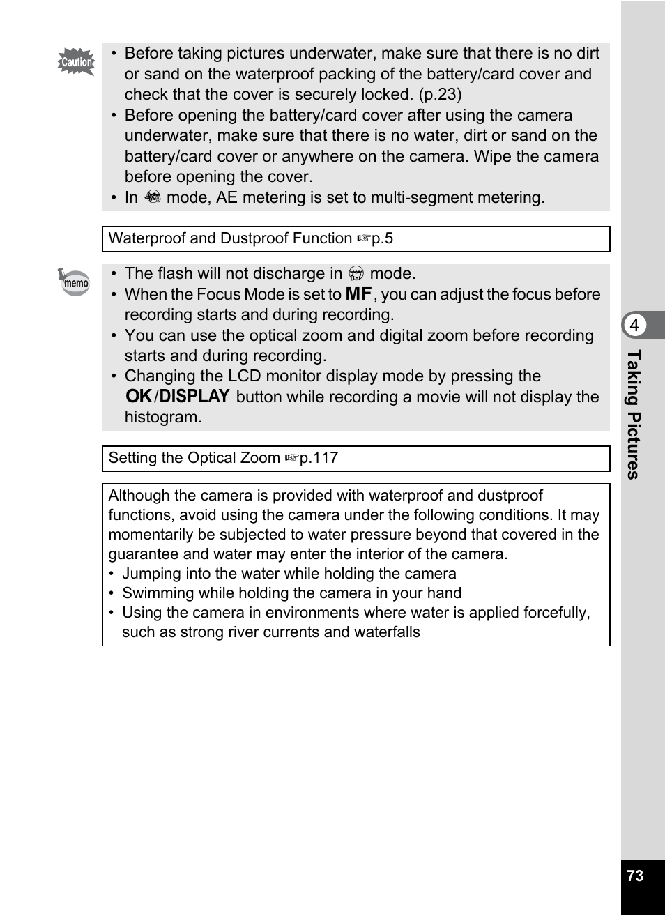 Pentax Optio W30 User Manual | Page 75 / 212