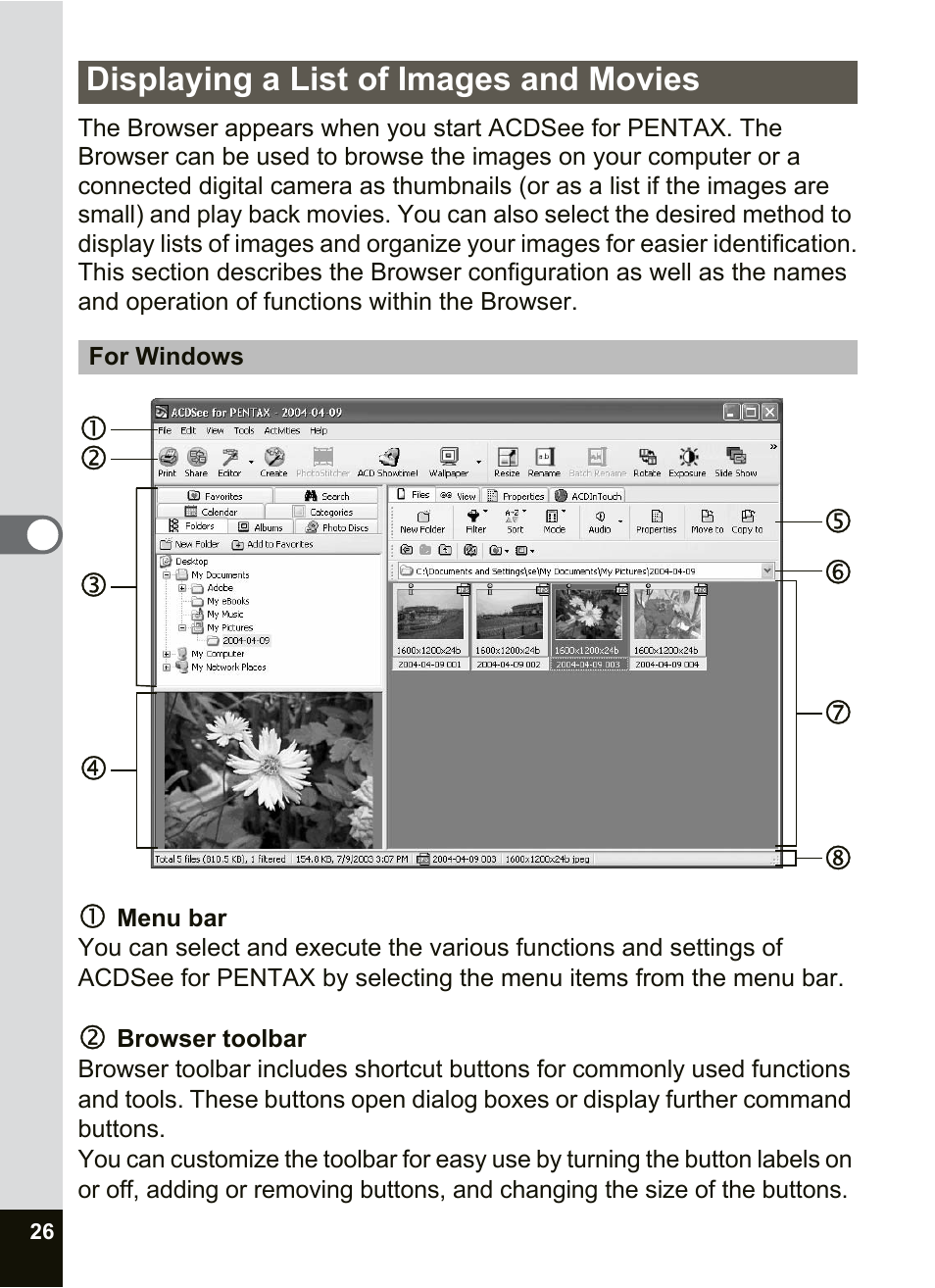 Displaying a list of images and movies | Pentax Optio SV User Manual | Page 28 / 68